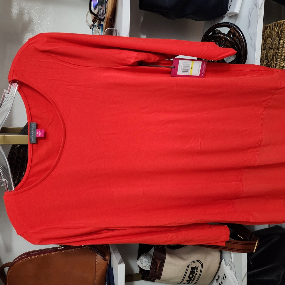 Vince Camuto Orange Ribbed Long Sleeve T-Shirt